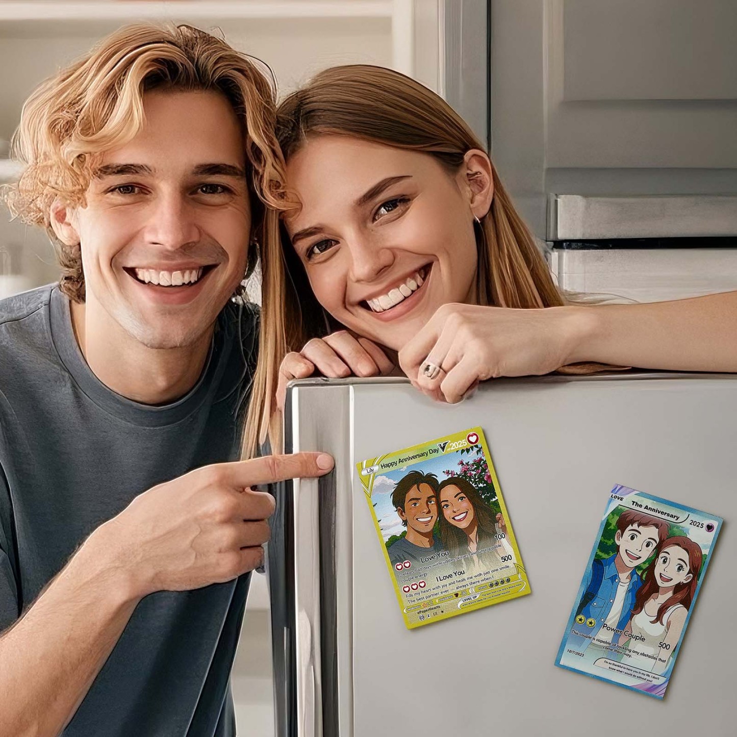 Personalized Cartoon Fridge Magnet with Your Photo Couple Poke Card Magnet Cute Gift Idea - MyMoonLampAu