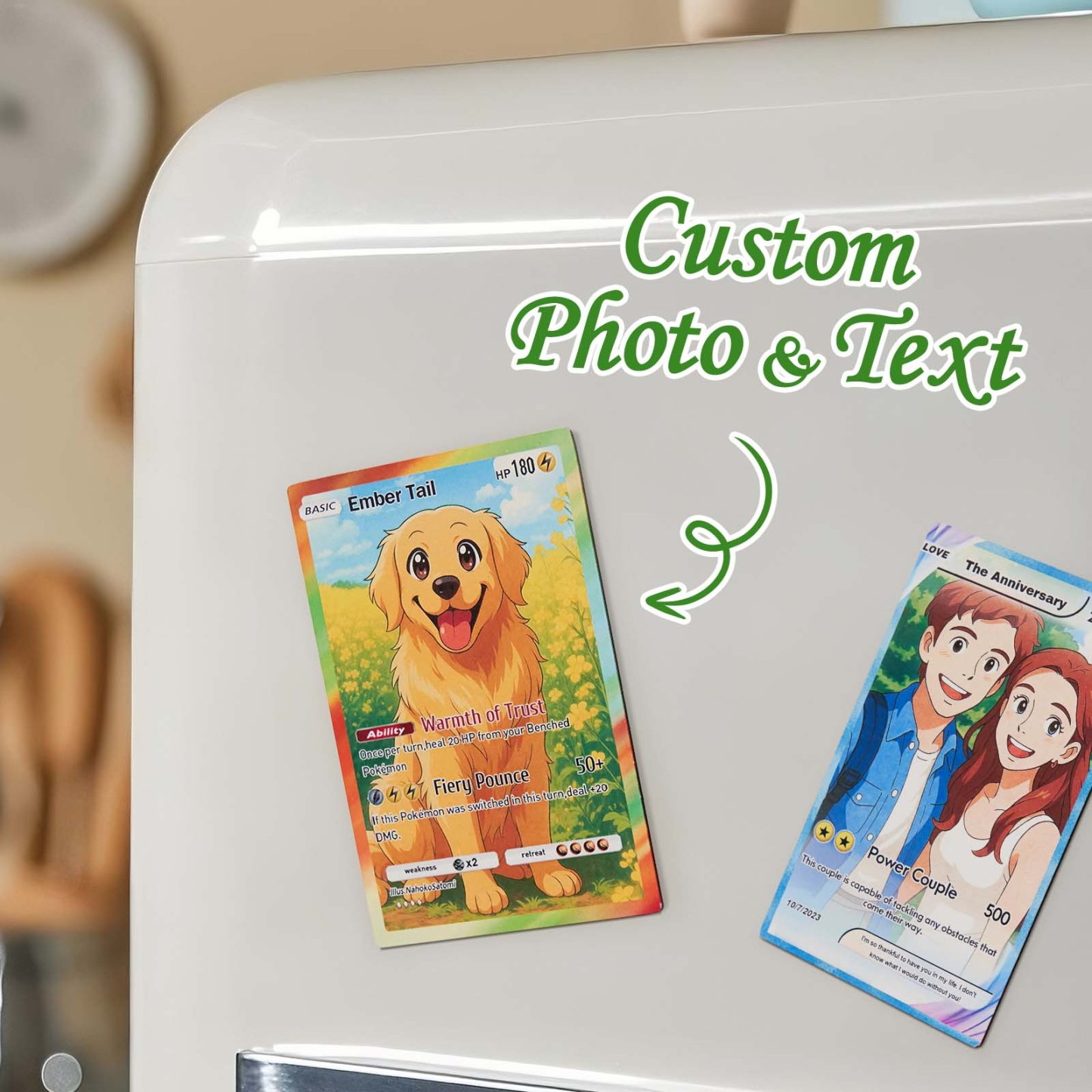 Custom Poke Card Cute Pet Magnet Photo Cartoon Fridge Magnets Fun Custom Keepsake for Any Occasion - MyMoonLampAu