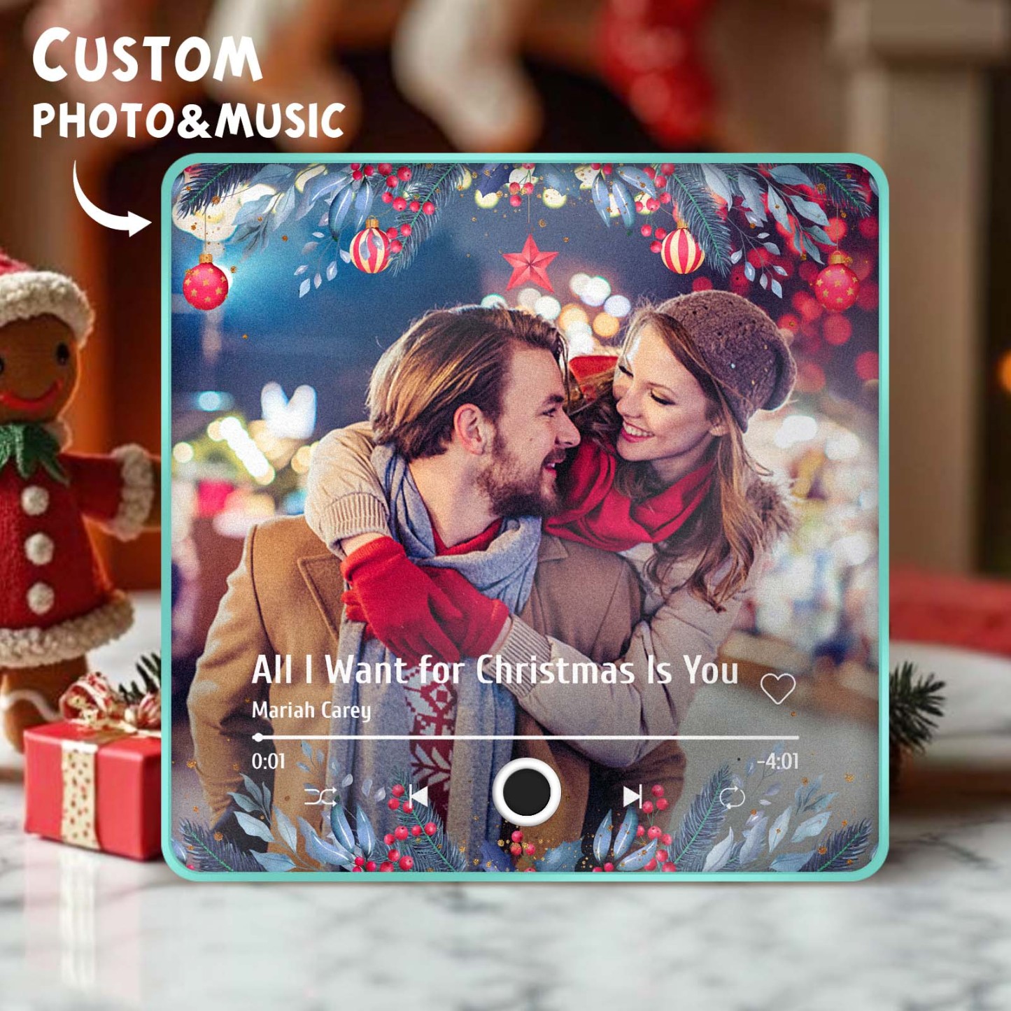 Custom Photo Music Fridge Magnet Christmas Gifts for Lovers Personalized Music Magnets Can Play Songs - MyMoonLampAu