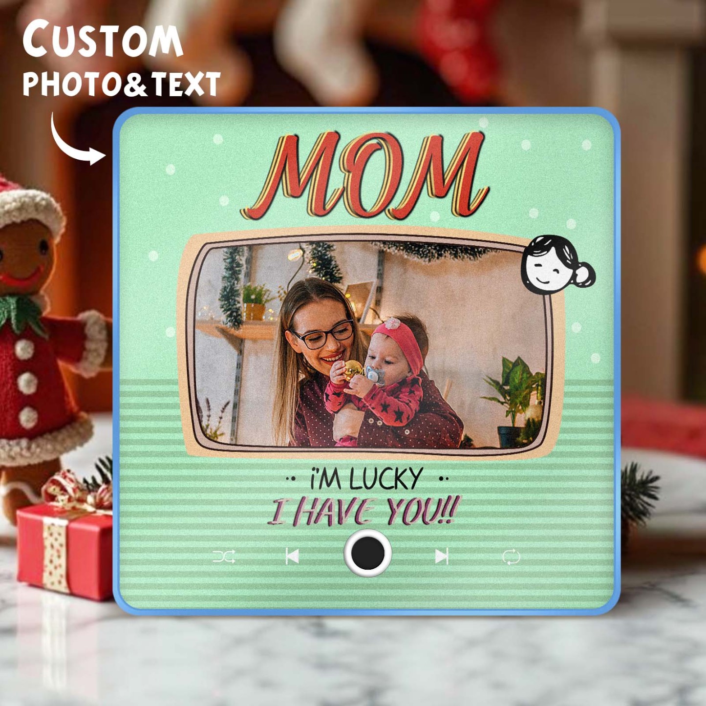 Personalized Music Fridge Magnet Christmas Gift for Mom Custom Music Magnets Can Play Songs Family Gifts - MyMoonLampAu