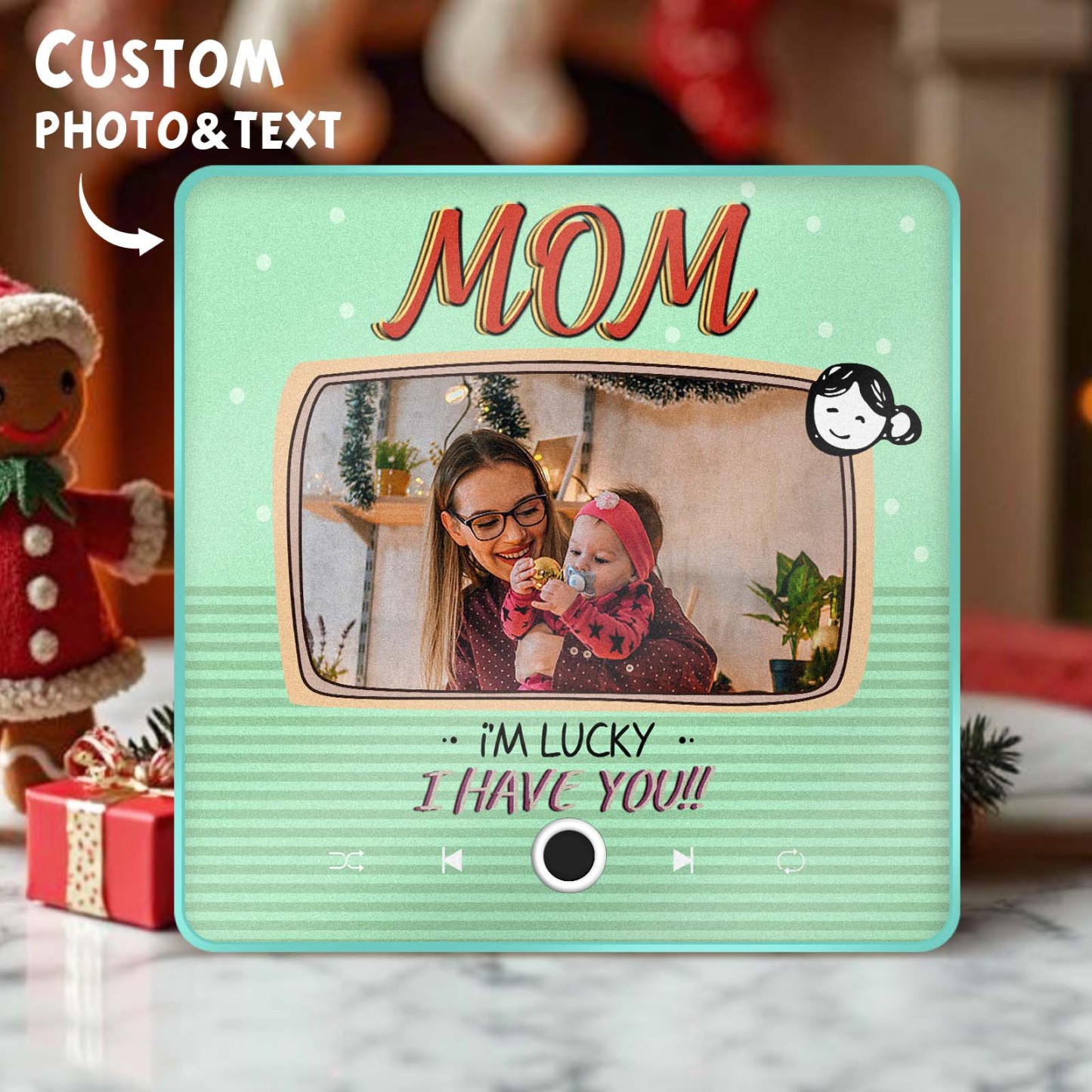 Personalized Music Fridge Magnet Christmas Gift for Mom Custom Music Magnets Can Play Songs Family Gifts - MyMoonLampAu