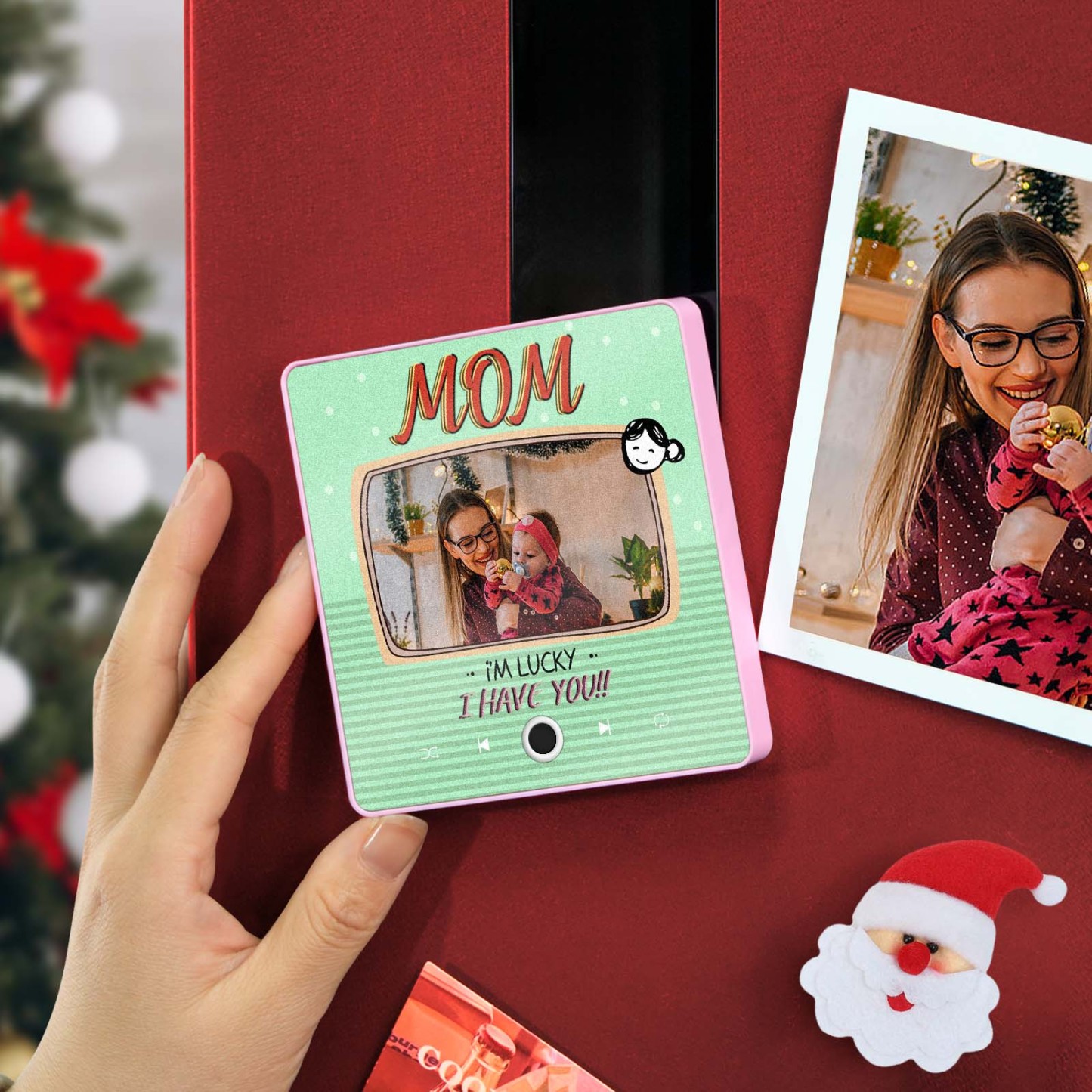 Personalized Music Fridge Magnet Christmas Gift for Mom Custom Music Magnets Can Play Songs Family Gifts - MyMoonLampAu