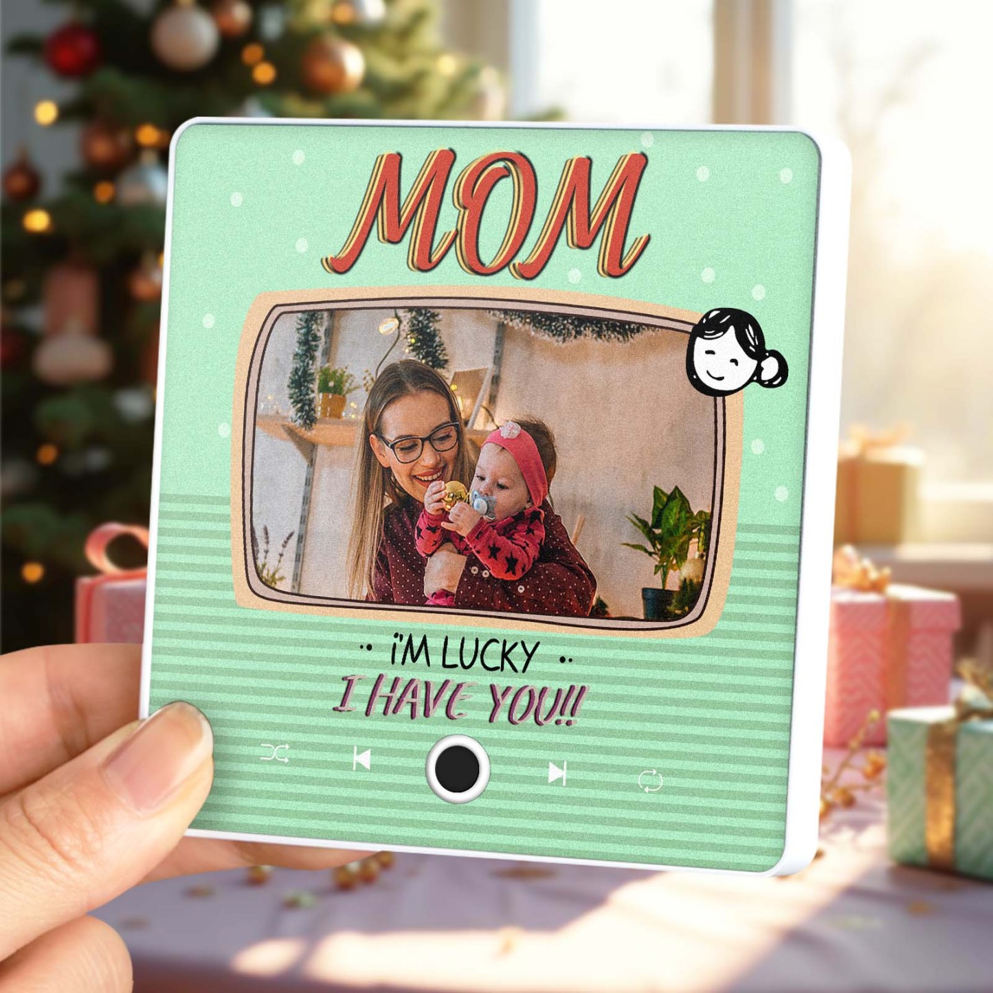 Personalized Music Fridge Magnet Christmas Gift for Mom Custom Music Magnets Can Play Songs Family Gifts - MyMoonLampAu