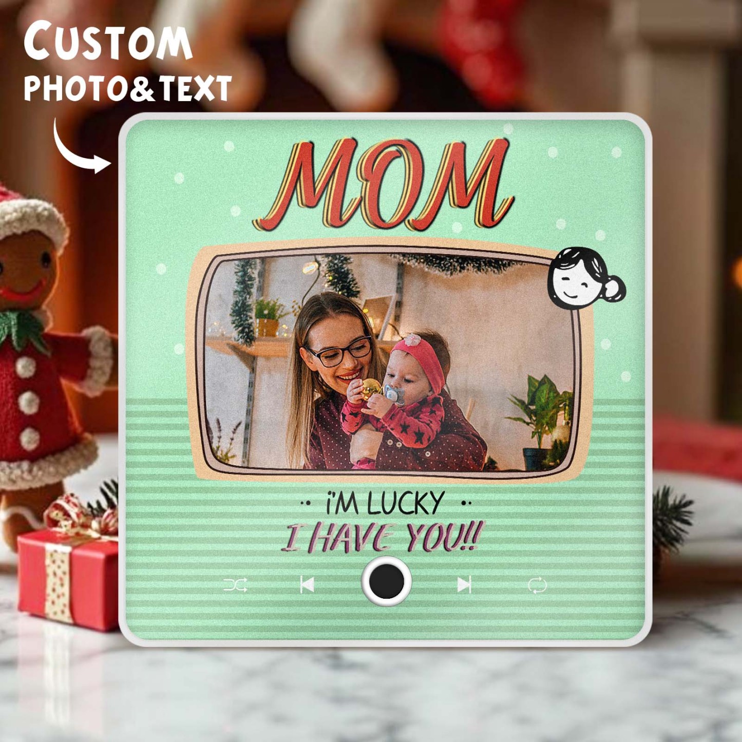 Personalized Music Fridge Magnet Christmas Gift for Mom Custom Music Magnets Can Play Songs Family Gifts - MyMoonLampAu