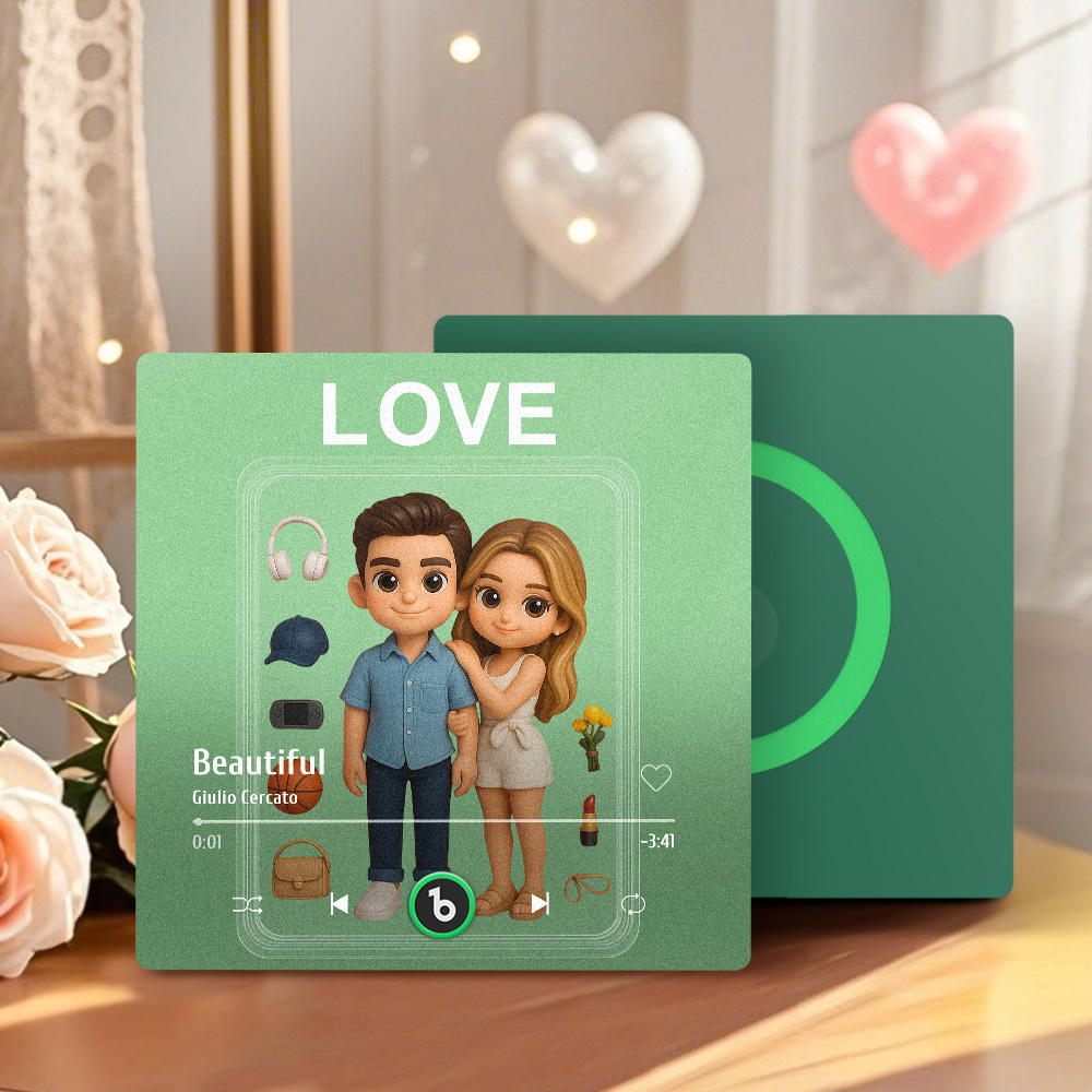 Fully Body Custom Action Figure Portraits Music Fridge Magnet Personalized Photo Frame Gift for Couples - MyMoonLampAu