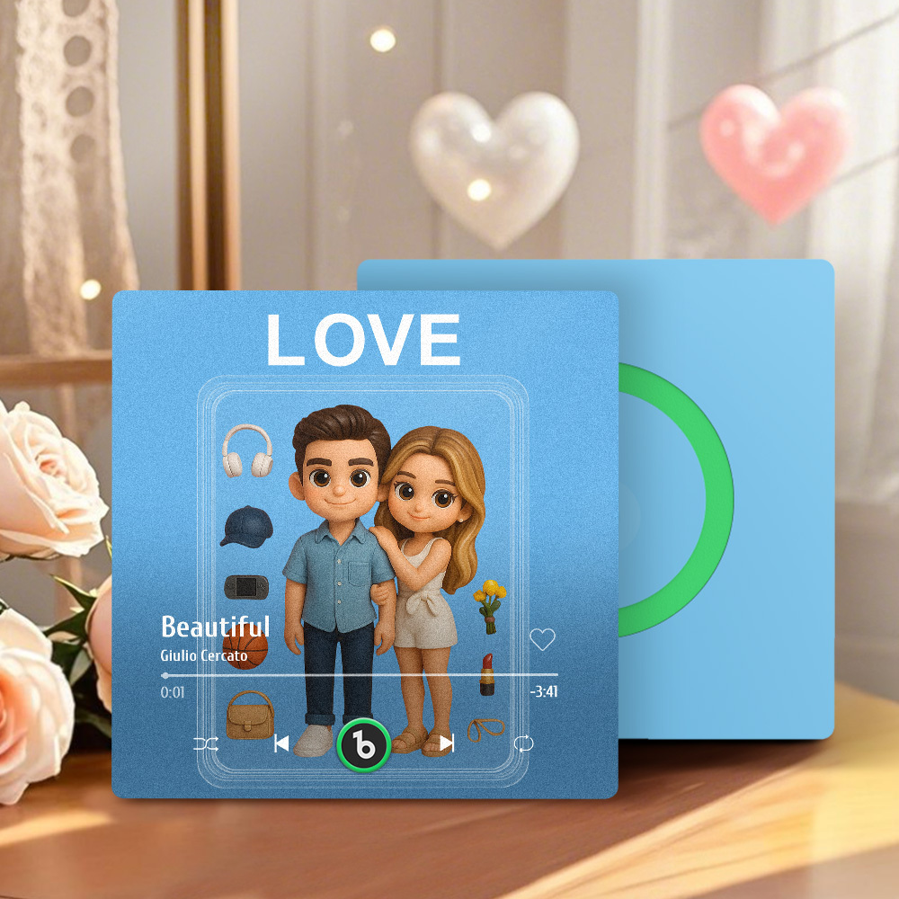 Fully Body Custom Action Figure Portraits Music Fridge Magnet Personalized Photo Frame Gift for Couples - MyMoonLampAu