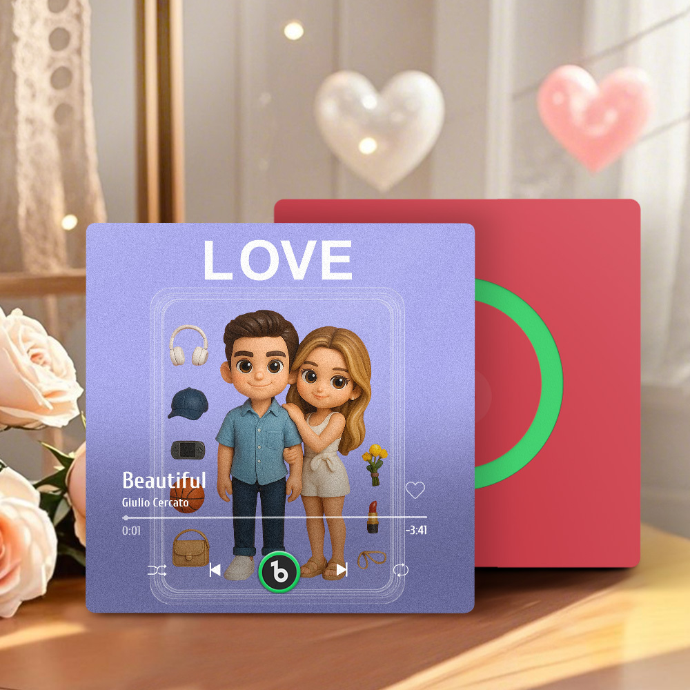 Fully Body Custom Action Figure Portraits Music Fridge Magnet Personalized Photo Frame Gift for Couples - MyMoonLampAu