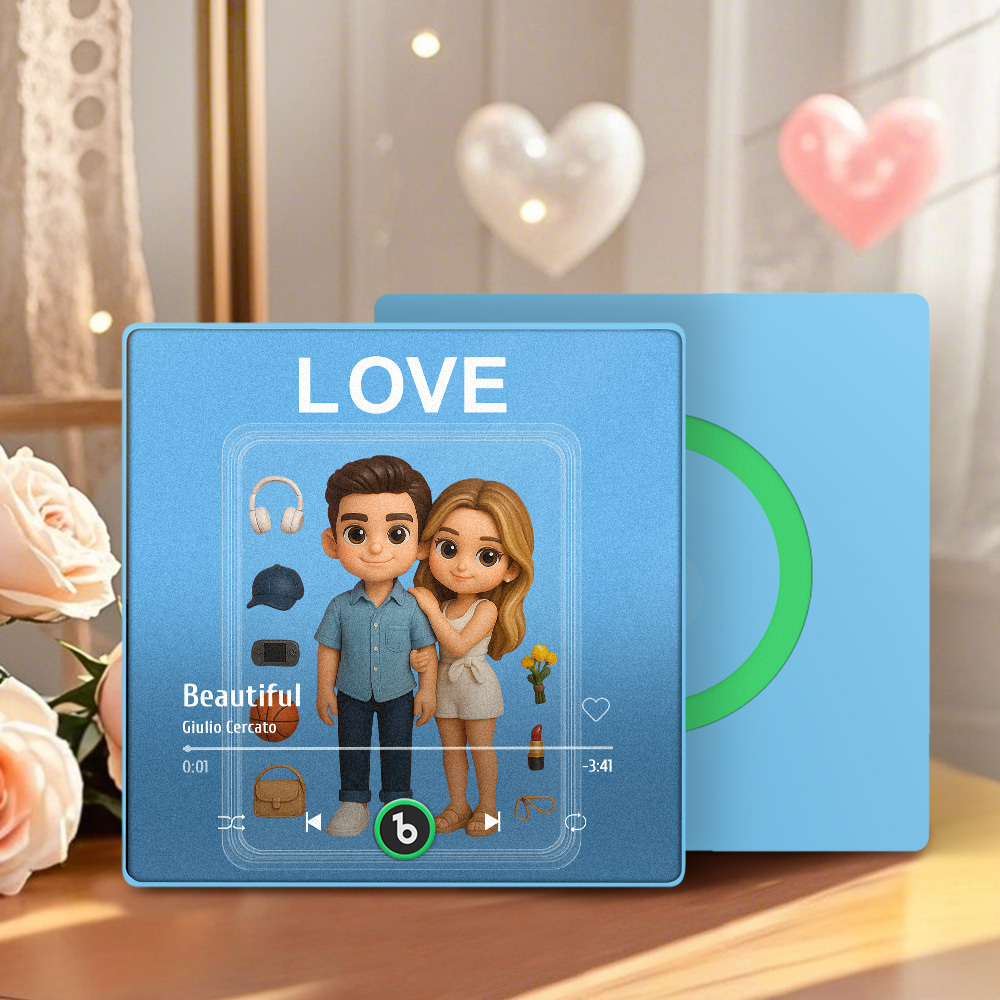 Fully Body Custom Action Figure Portraits Music Fridge Magnet Personalized Photo Frame Gift for Couples - MyMoonLampAu