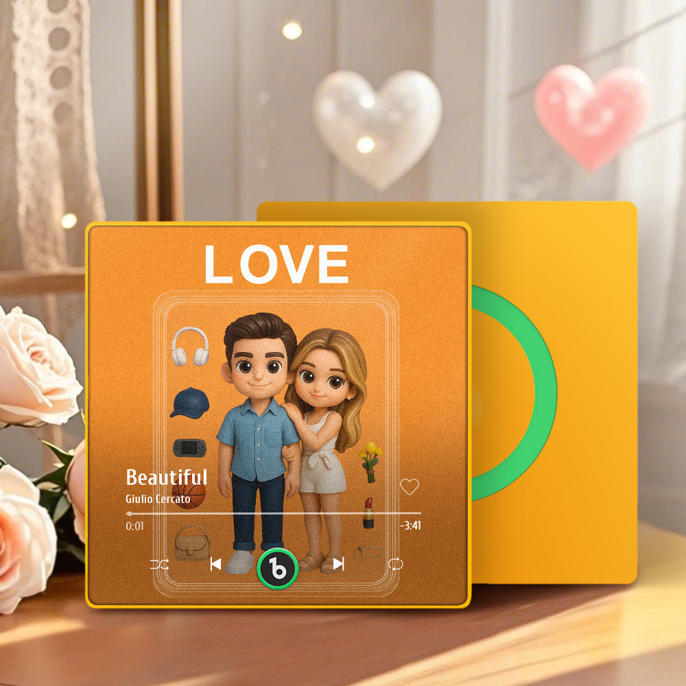 Fully Body Custom Action Figure Portraits Music Fridge Magnet Personalized Photo Frame Gift for Couples - MyMoonLampAu