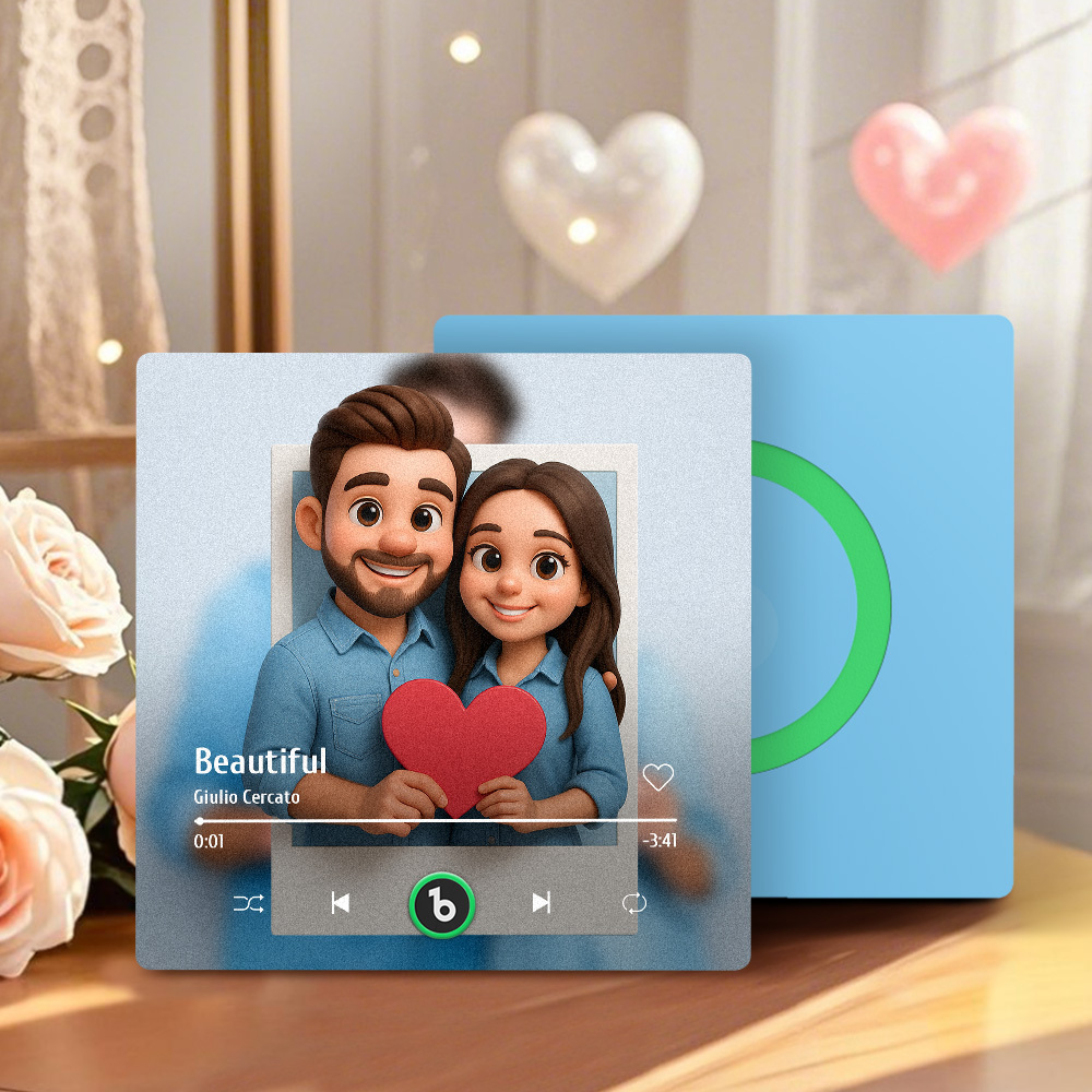 Custom Photos Music Fridge Magnet Cartoon Style Personalized Photo Frame Gift for Couples - MyMoonLampAu