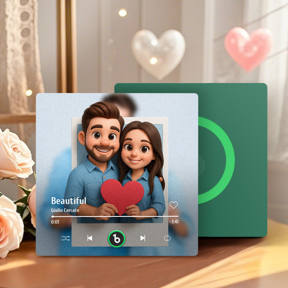 Custom Photos Music Fridge Magnet Cartoon Style Personalized Photo Frame Gift for Couples - MyMoonLampAu