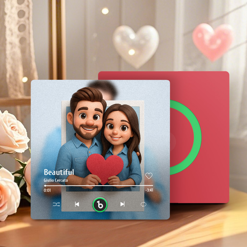 Custom Photos Music Fridge Magnet Cartoon Style Personalized Photo Frame Gift for Couples - MyMoonLampAu