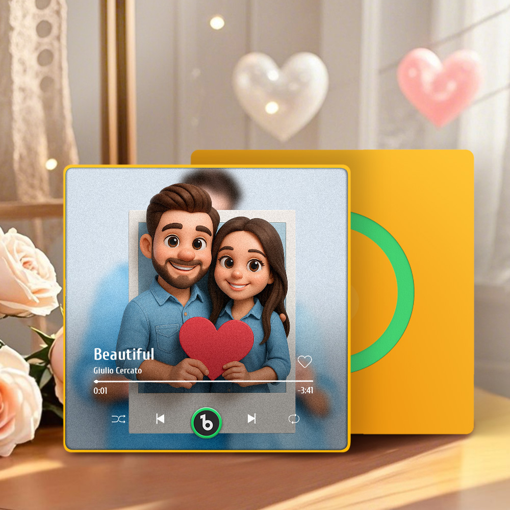 Custom Photos Music Fridge Magnet Cartoon Style Personalized Photo Frame Gift for Couples - MyMoonLampAu