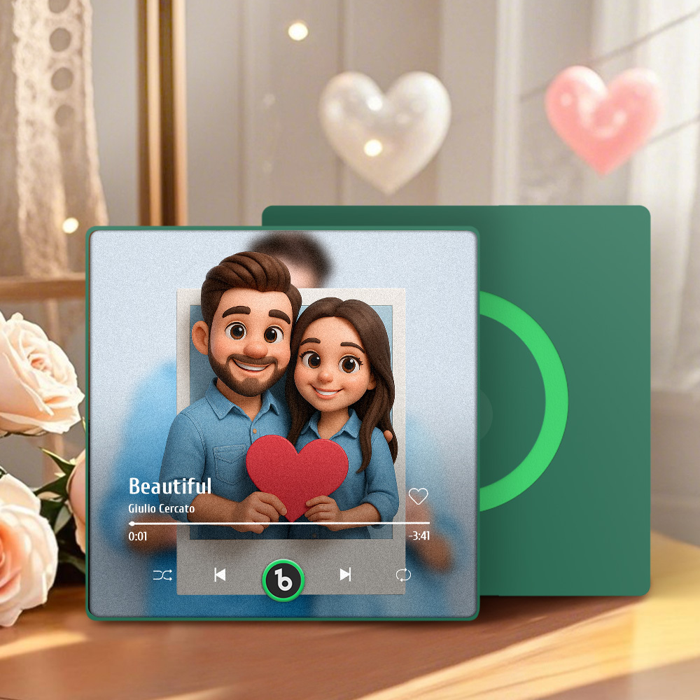 Custom Photos Music Fridge Magnet Cartoon Style Personalized Photo Frame Gift for Couples - MyMoonLampAu