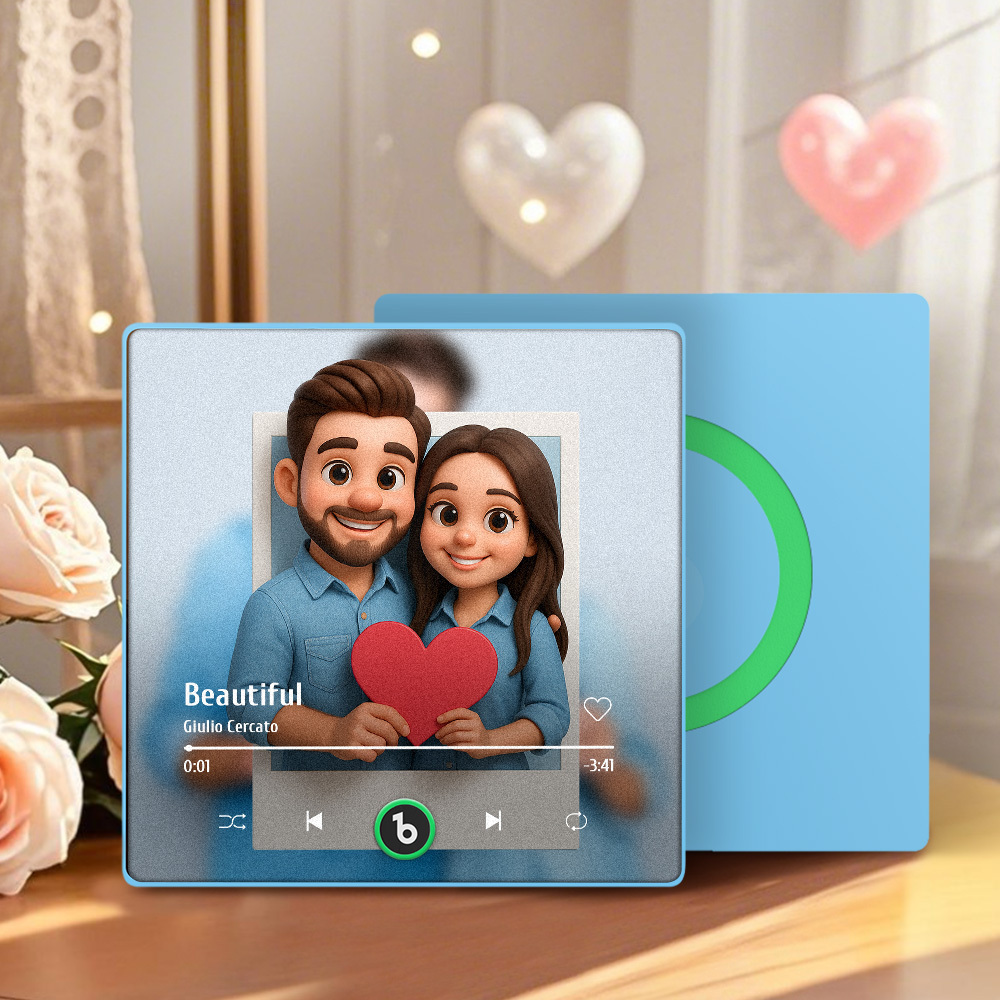 Custom Photos Music Fridge Magnet Cartoon Style Personalized Photo Frame Gift for Couples - MyMoonLampAu