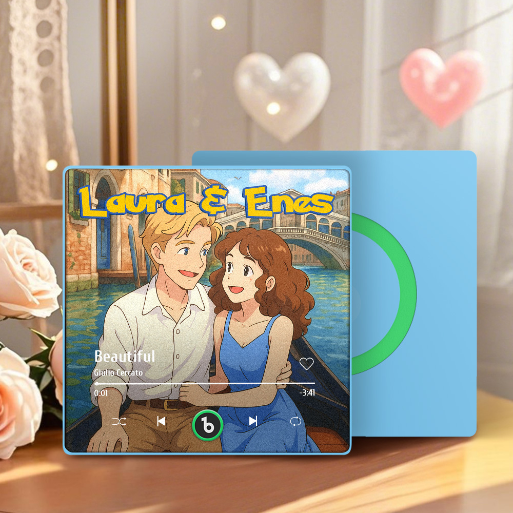 Custom Photo and Names Music Fridge Magnet Cartoon Style Personalized Photo Frame Gift for Couples - MyMoonLampAu