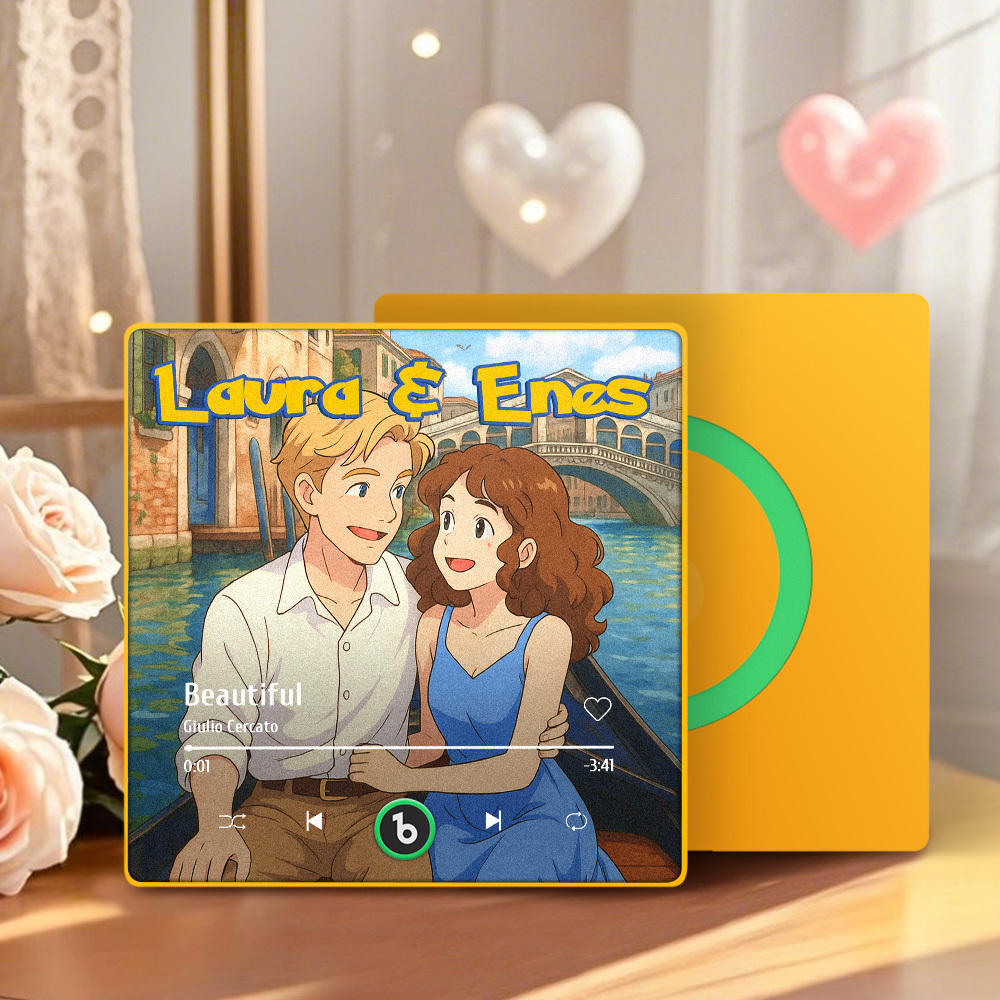 Custom Photo and Names Music Fridge Magnet Cartoon Style Personalized Photo Frame Gift for Couples - MyMoonLampAu