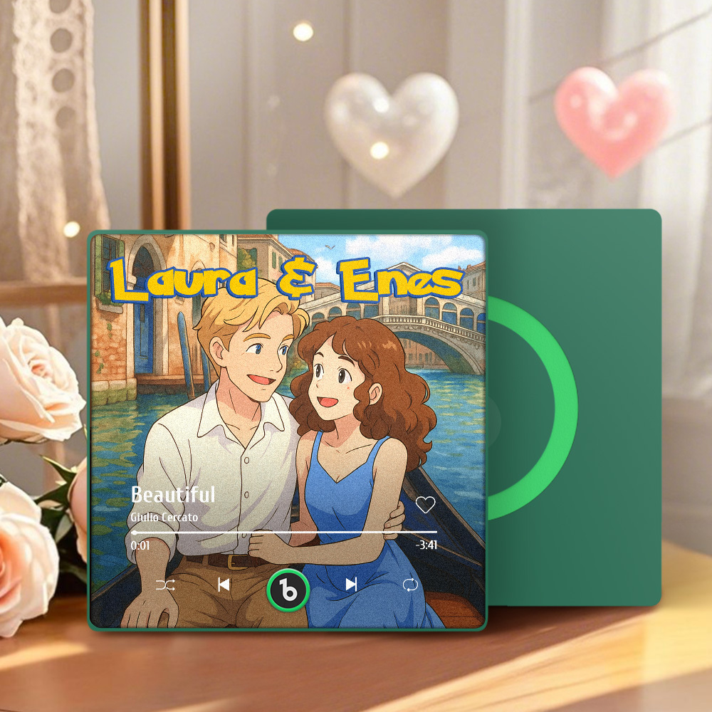 Custom Photo and Names Music Fridge Magnet Cartoon Style Personalized Photo Frame Gift for Couples - MyMoonLampAu