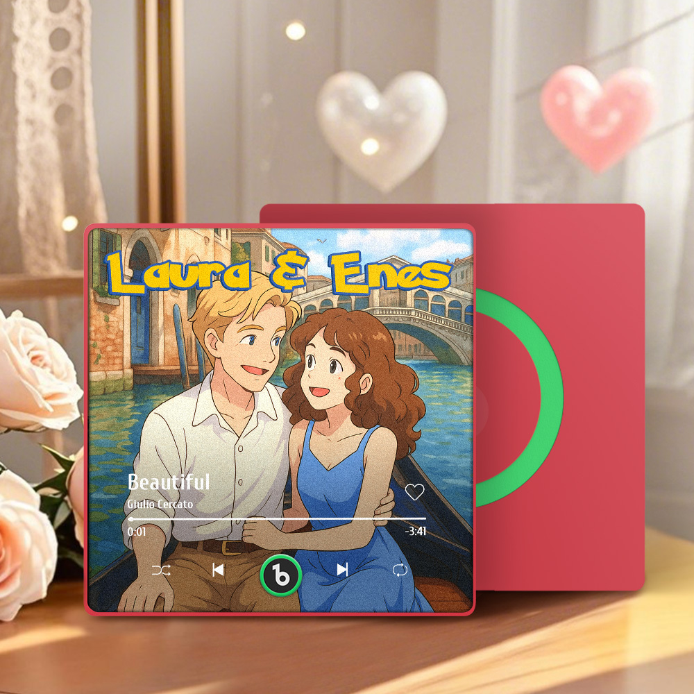 Custom Photo and Names Music Fridge Magnet Cartoon Style Personalized Photo Frame Gift for Couples - MyMoonLampAu