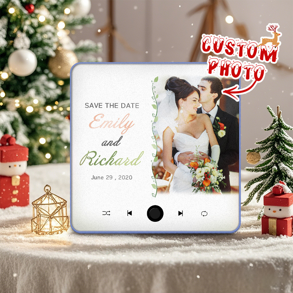 Custom Wedding Photo Music Fridge Magnet Personalized Music Magnets Can Play Songs Christmas Gift for Couples - MyMoonLampAu