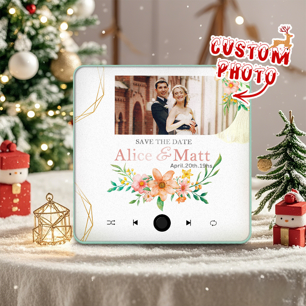 Custom Wedding Photo Music Fridge Magnet Personalized Music Magnets Can Play Songs Christmas Gift for Couples - MyMoonLampAu