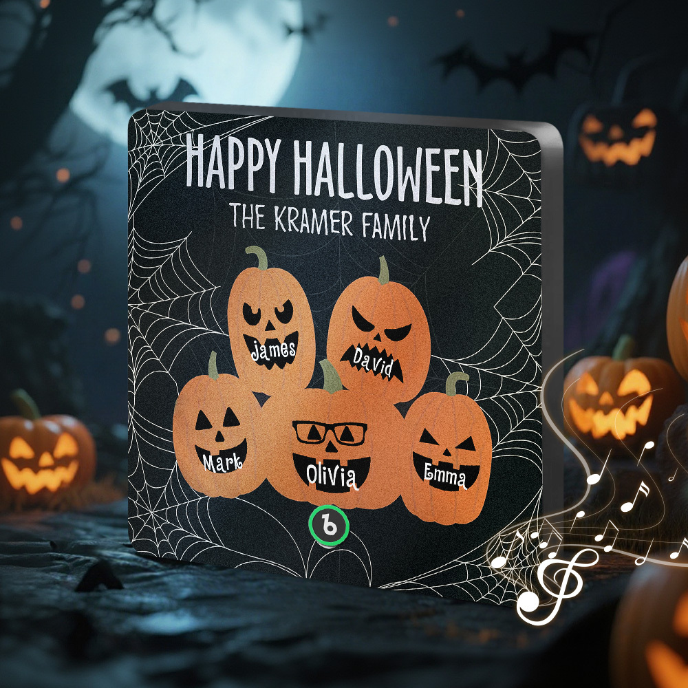 Custom Pumpkin Face and Name Music Fridge Magnet Personalized Halloween Pumpkin Family Fridge Magnet Halloween Gift - MyMoonLampAu