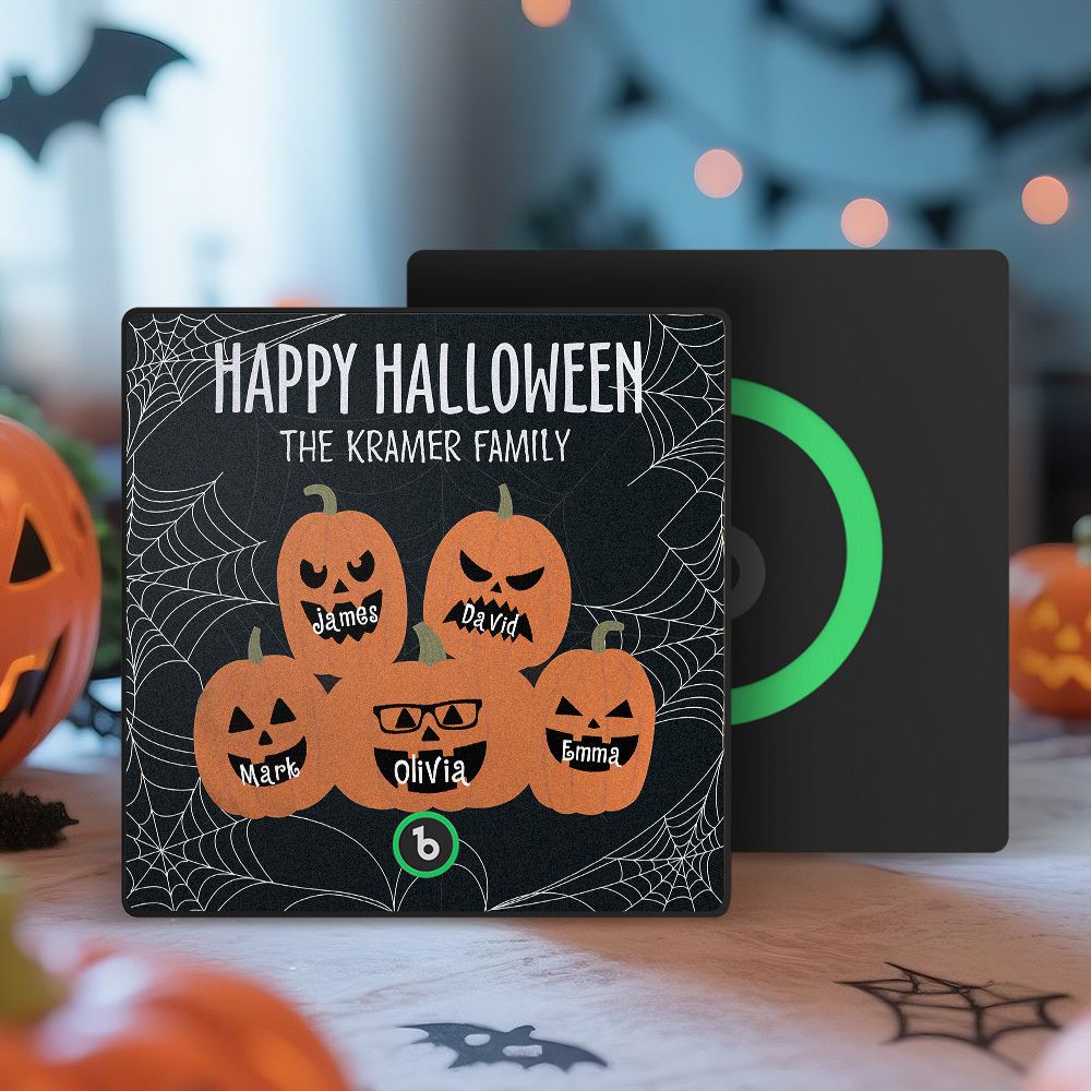 Custom Pumpkin Face and Name Music Fridge Magnet Personalized Halloween Pumpkin Family Fridge Magnet Halloween Gift - MyMoonLampAu