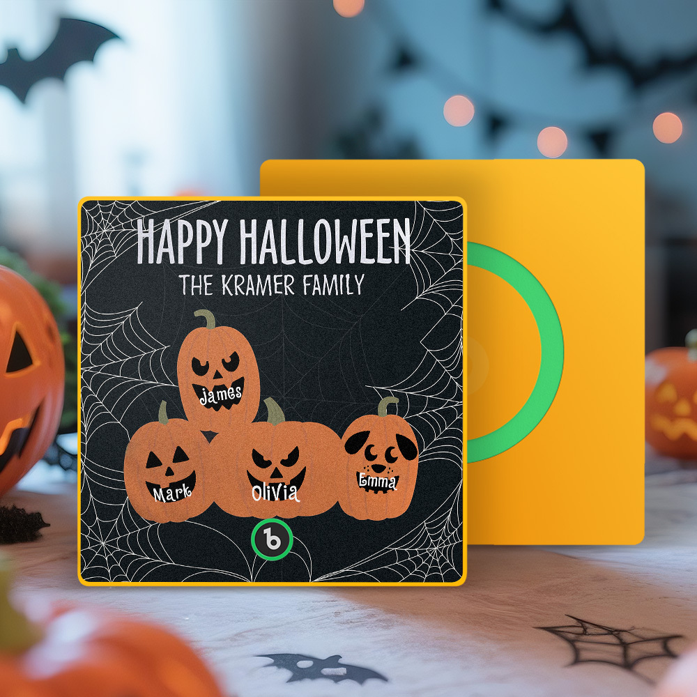 Custom Pumpkin Face and Name Music Fridge Magnet Personalized Halloween Pumpkin Family Fridge Magnet Halloween Gift - MyMoonLampAu