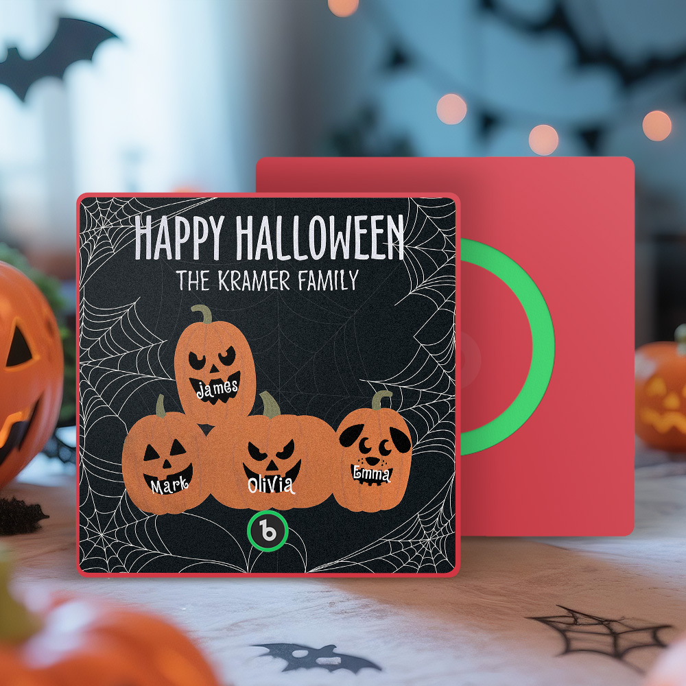 Custom Pumpkin Face and Name Music Fridge Magnet Personalized Halloween Pumpkin Family Fridge Magnet Halloween Gift - MyMoonLampAu