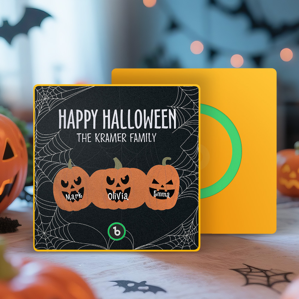 Custom Pumpkin Face and Name Music Fridge Magnet Personalized Halloween Pumpkin Family Fridge Magnet Halloween Gift - MyMoonLampAu