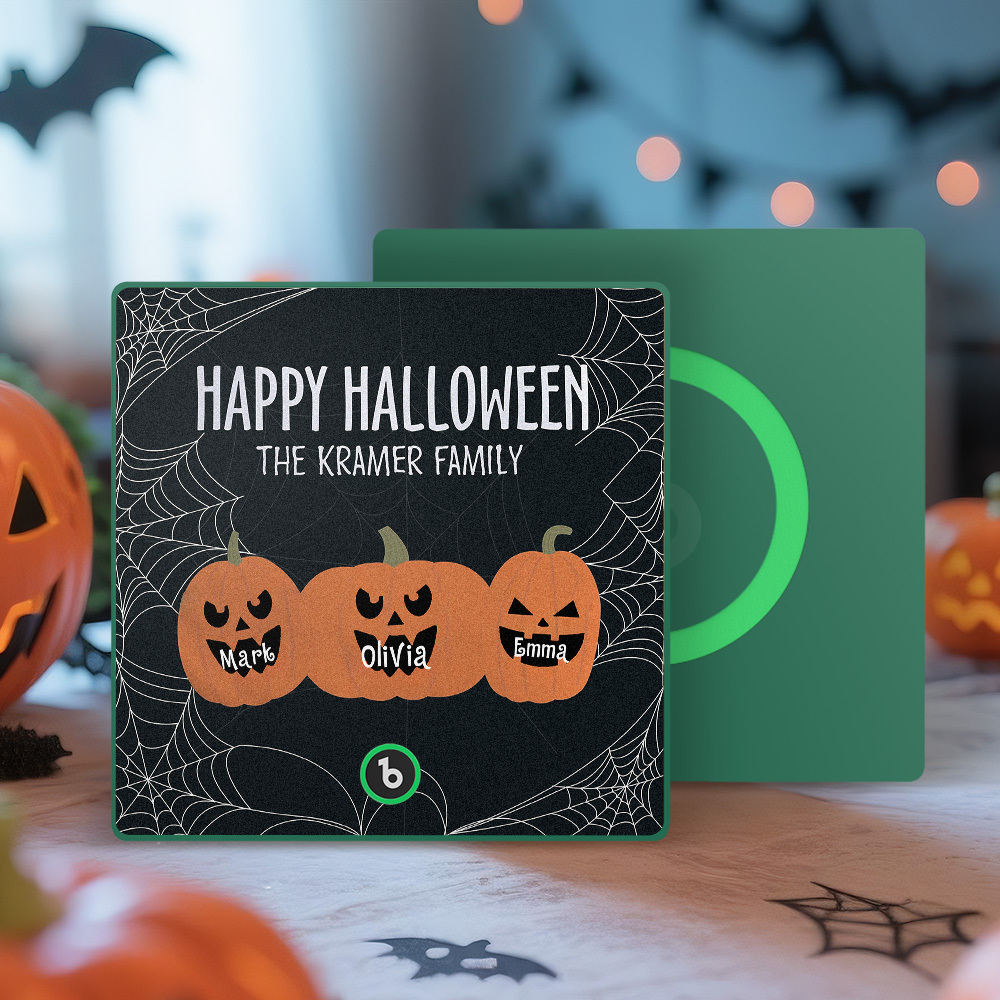 Custom Pumpkin Face and Name Music Fridge Magnet Personalized Halloween Pumpkin Family Fridge Magnet Halloween Gift - MyMoonLampAu