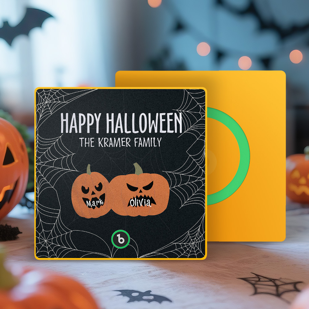 Custom Pumpkin Face and Name Music Fridge Magnet Personalized Halloween Pumpkin Family Fridge Magnet Halloween Gift - MyMoonLampAu