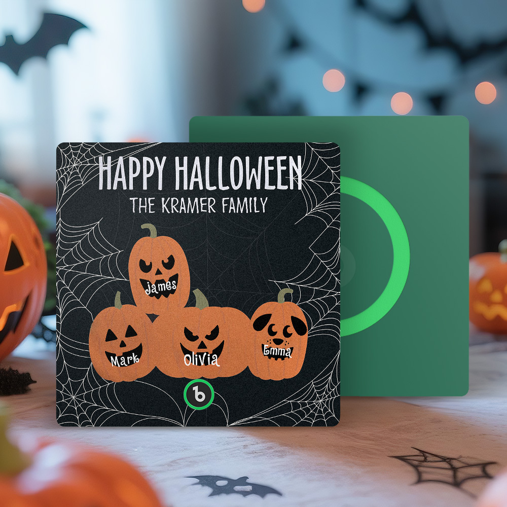 Custom Pumpkin Face and Name Music Fridge Magnet Personalized Halloween Pumpkin Family Fridge Magnet Halloween Gift - MyMoonLampAu