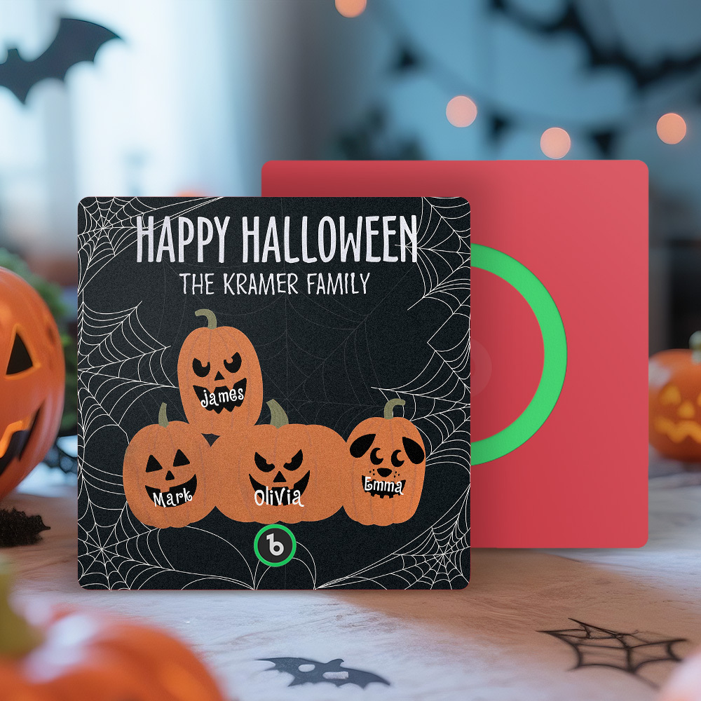 Custom Pumpkin Face and Name Music Fridge Magnet Personalized Halloween Pumpkin Family Fridge Magnet Halloween Gift - MyMoonLampAu