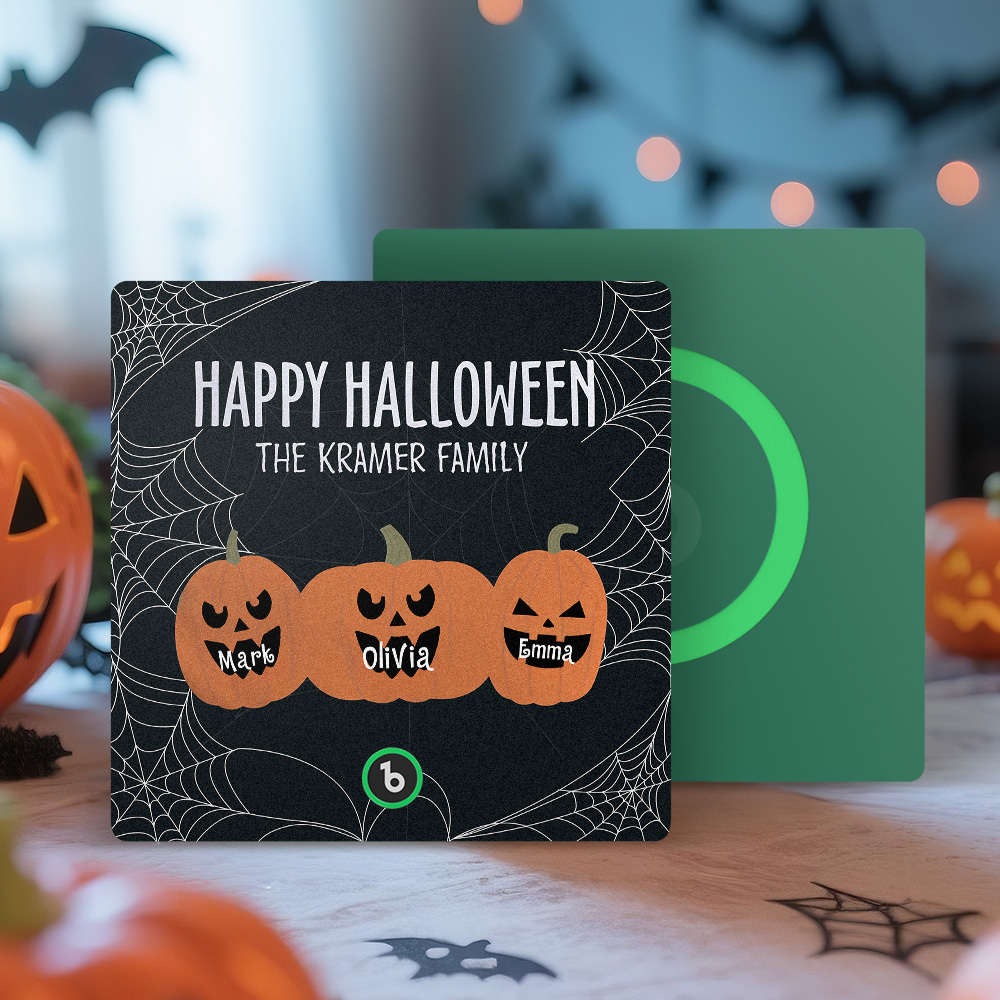 Custom Pumpkin Face and Name Music Fridge Magnet Personalized Halloween Pumpkin Family Fridge Magnet Halloween Gift - MyMoonLampAu