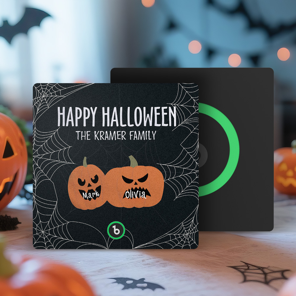 Custom Pumpkin Face and Name Music Fridge Magnet Personalized Halloween Pumpkin Family Fridge Magnet Halloween Gift - MyMoonLampAu