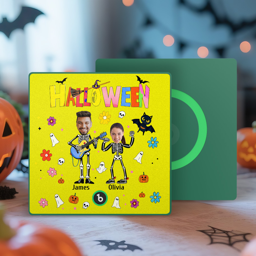 Halloween Fridge Magnet Custom Photos and Names Music Fridge Magnet Personalized Your Own Face Name Fridge Magnet Family Gift - MyMoonLampAu