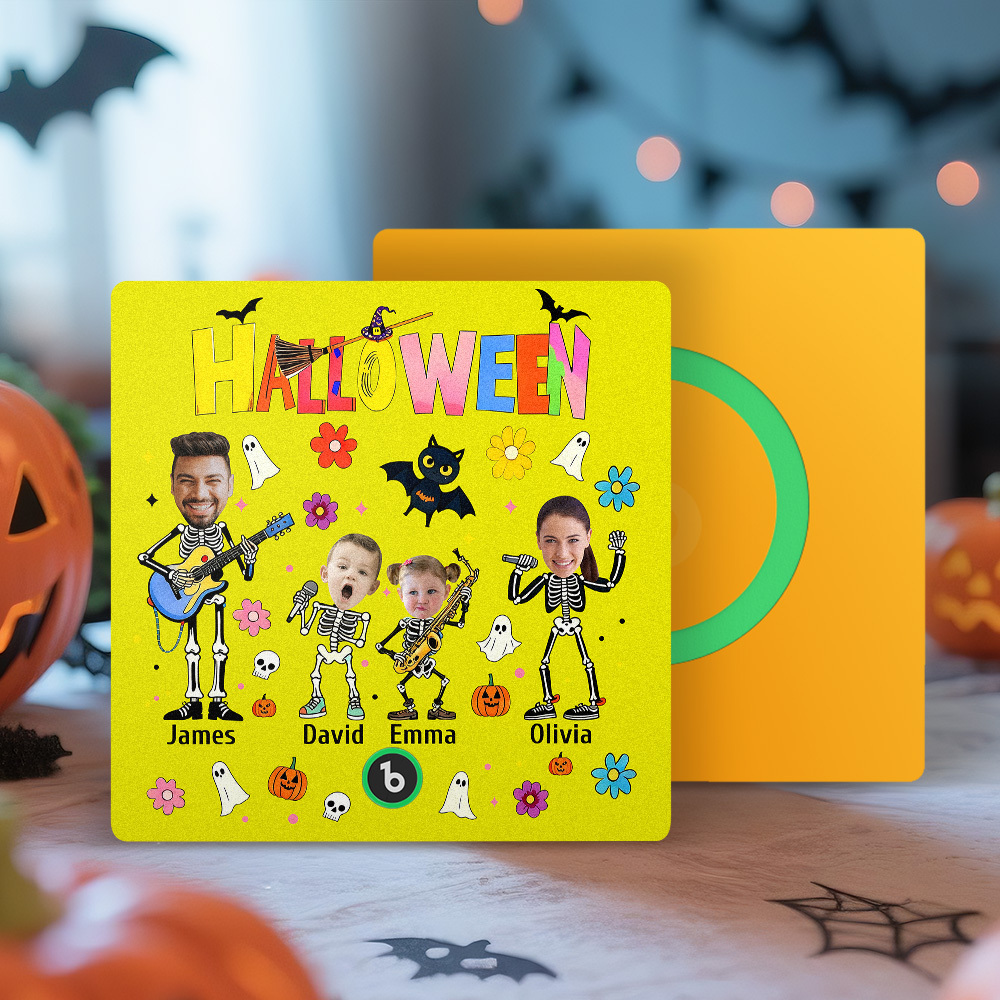 Halloween Fridge Magnet Custom Photos and Names Music Fridge Magnet Personalized Your Own Face Name Fridge Magnet Family Gift - MyMoonLampAu