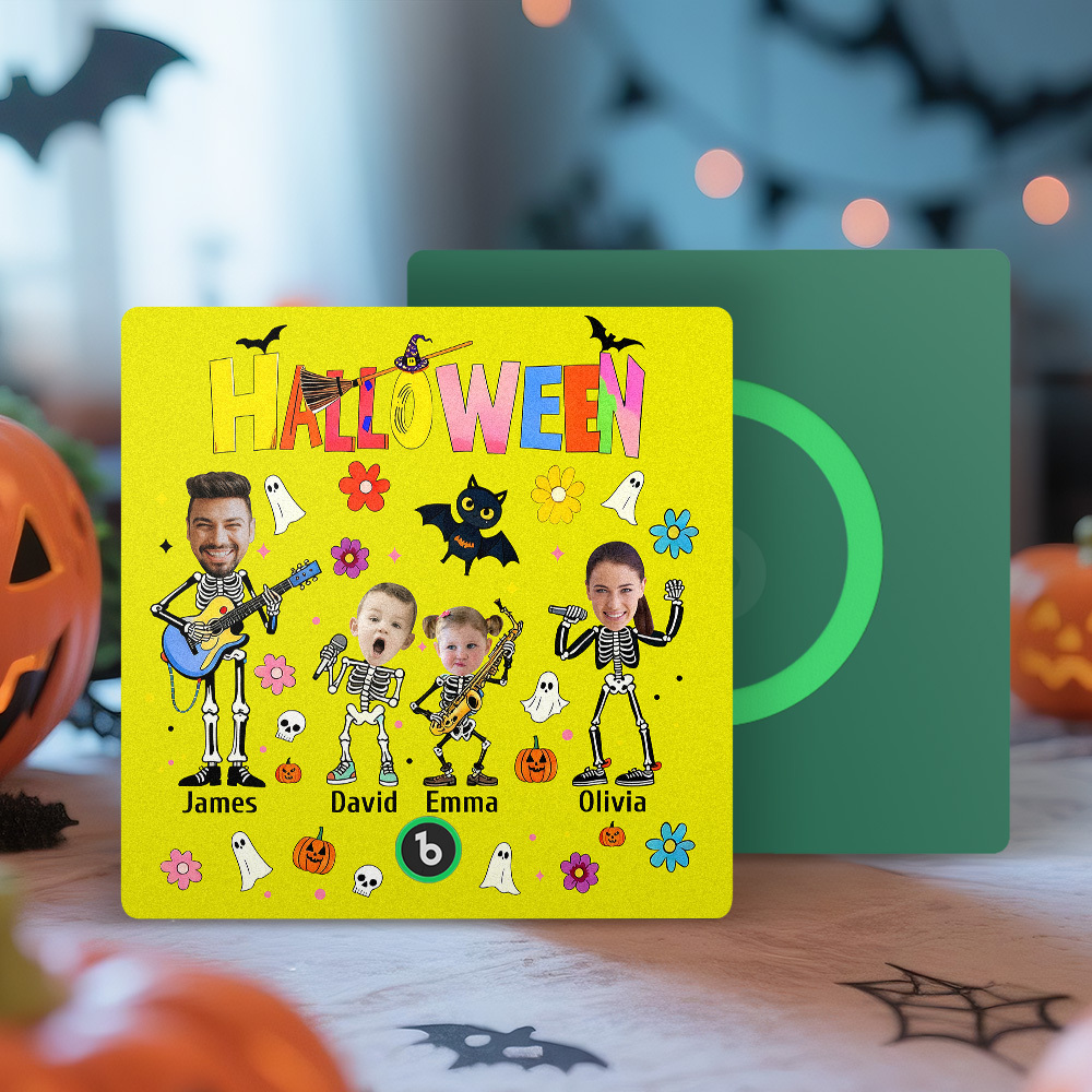Halloween Fridge Magnet Custom Photos and Names Music Fridge Magnet Personalized Your Own Face Name Fridge Magnet Family Gift - MyMoonLampAu