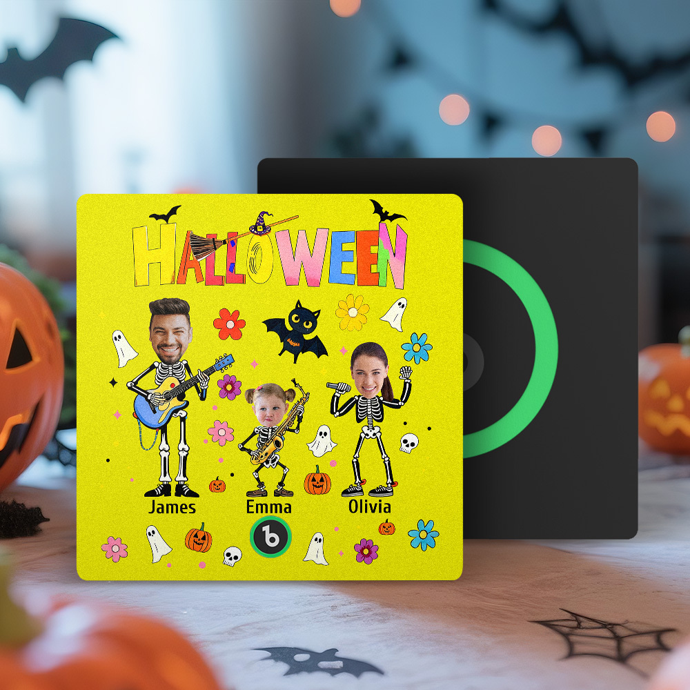 Halloween Fridge Magnet Custom Photos and Names Music Fridge Magnet Personalized Your Own Face Name Fridge Magnet Family Gift - MyMoonLampAu