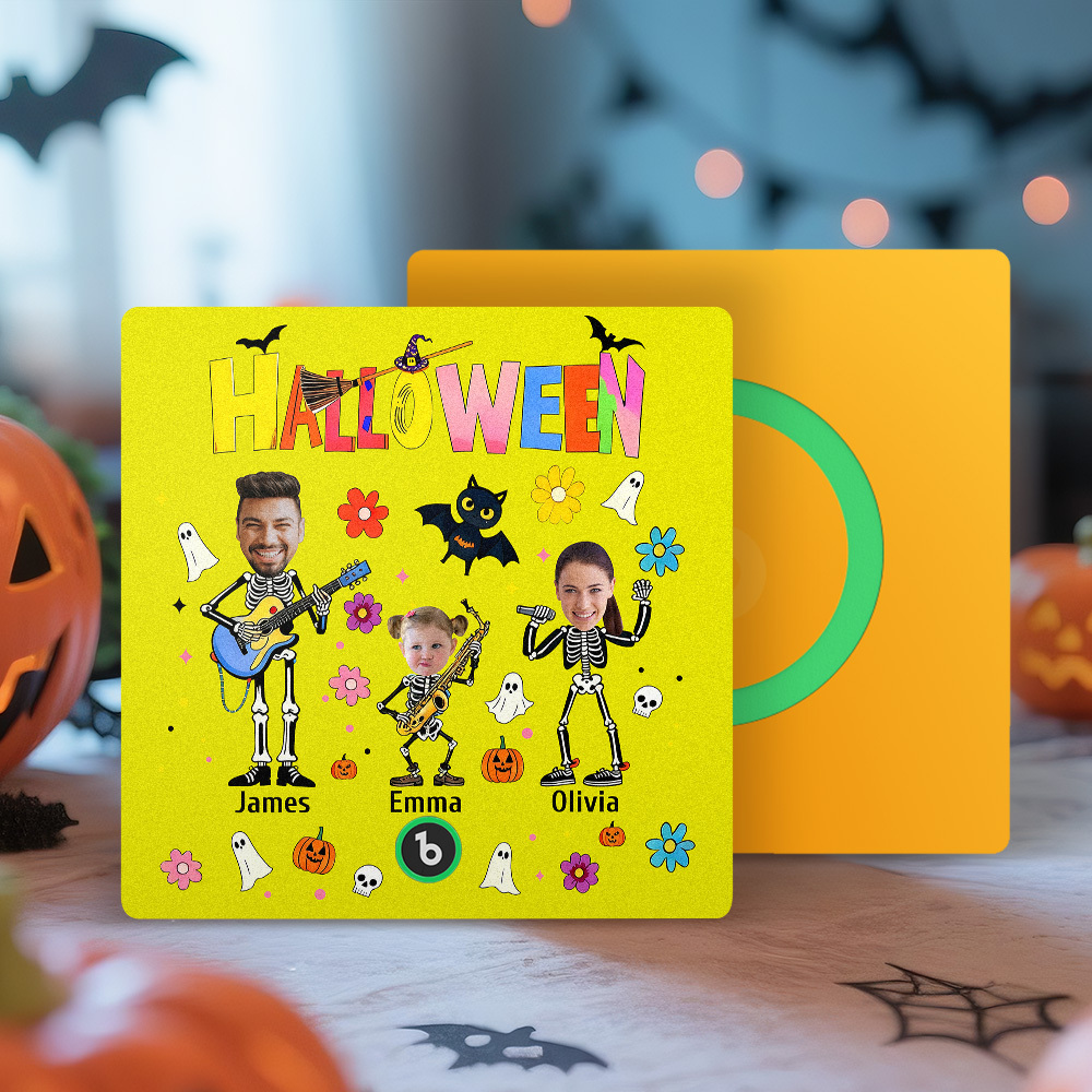 Halloween Fridge Magnet Custom Photos and Names Music Fridge Magnet Personalized Your Own Face Name Fridge Magnet Family Gift - MyMoonLampAu