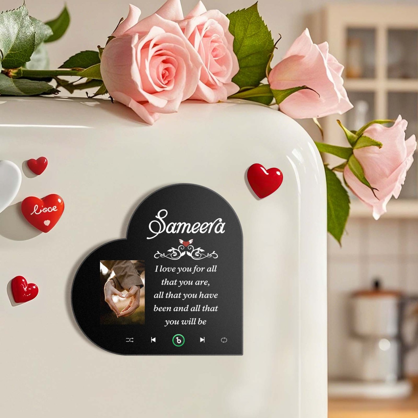 Custom Music Fridge Magnet Holding Hands Heart Vow Custom Album Fridge Magnet Music Wall Photo Sticker - MyMoonLampAu