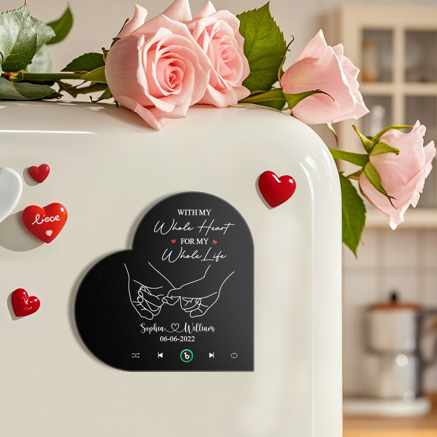 Custom Heart Frame Music Fridge Magnet Custom Album Fridge Magnet Music Wall Photo Sticker - MyMoonLampAu