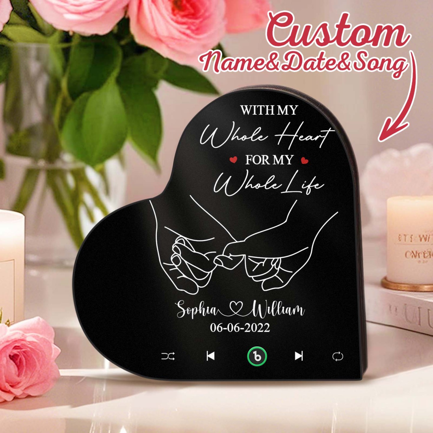 Custom Heart Frame Music Fridge Magnet Custom Album Fridge Magnet Music Wall Photo Sticker - MyMoonLampAu