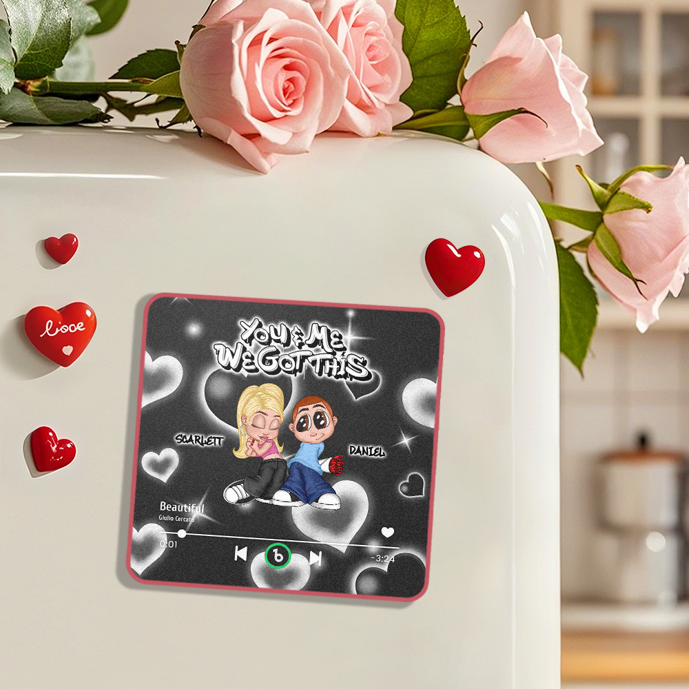 Custom Y2K Style Music Player Fridge Magnet Personalized Text Custom Music Fridge Magnet Personalized Names Frame Gift for Couples - MyMoonLampAu