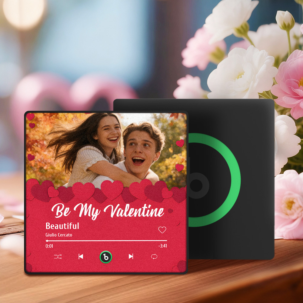 Valentine's Day Custom Photos Heart Glitter Love Music Fridge Magnet Personalized Music Magnet Gift for Her - MyMoonLampAu