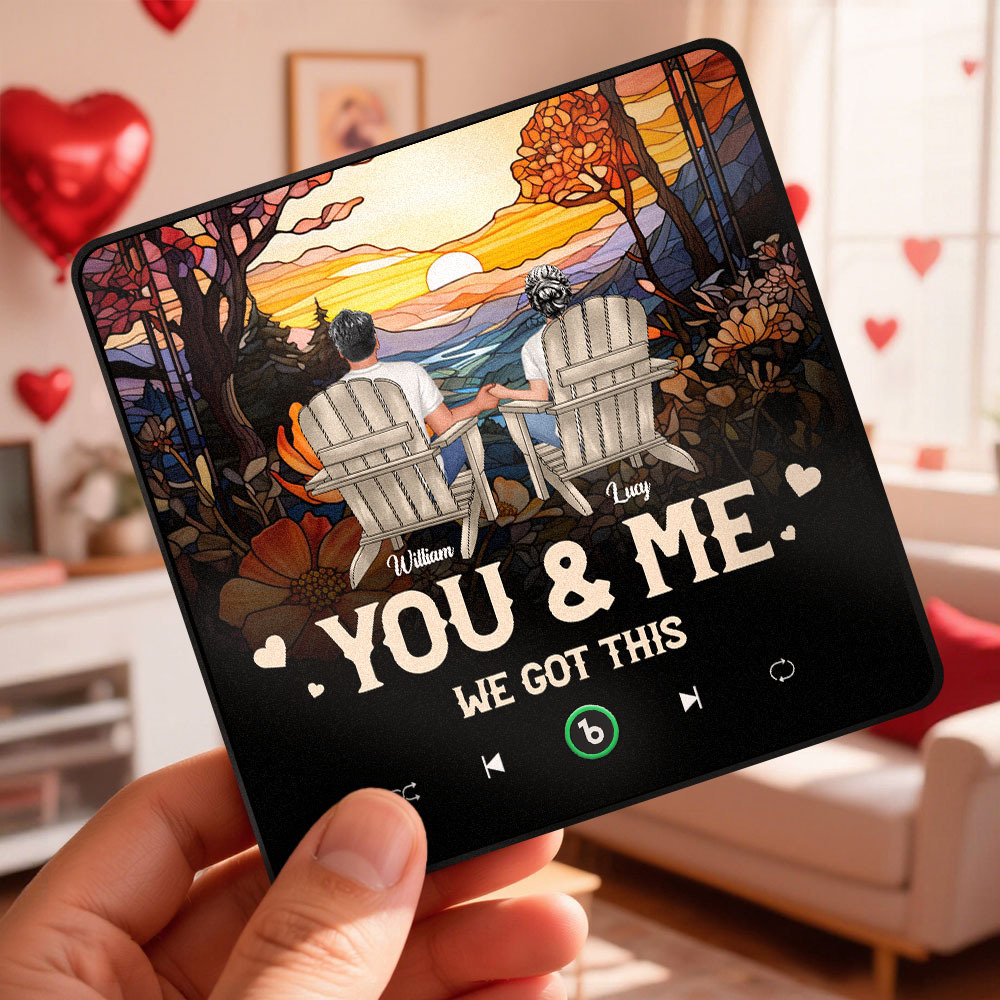 Custom Character and Name Music Fridge Magnet - Sunset Couple Design Personalized Names Frame Gift for Couples - MyMoonLampAu