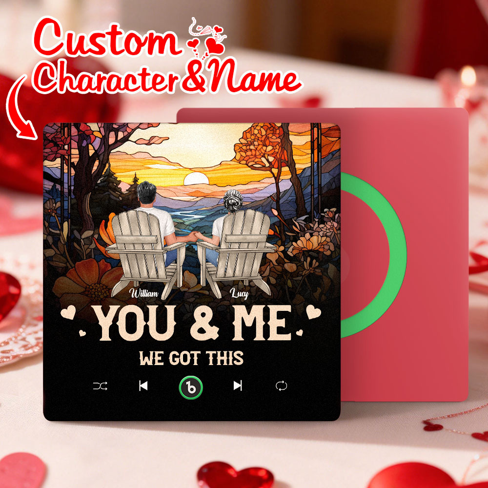 Custom Character and Name Music Fridge Magnet - Sunset Couple Design Personalized Names Frame Gift for Couples - MyMoonLampAu