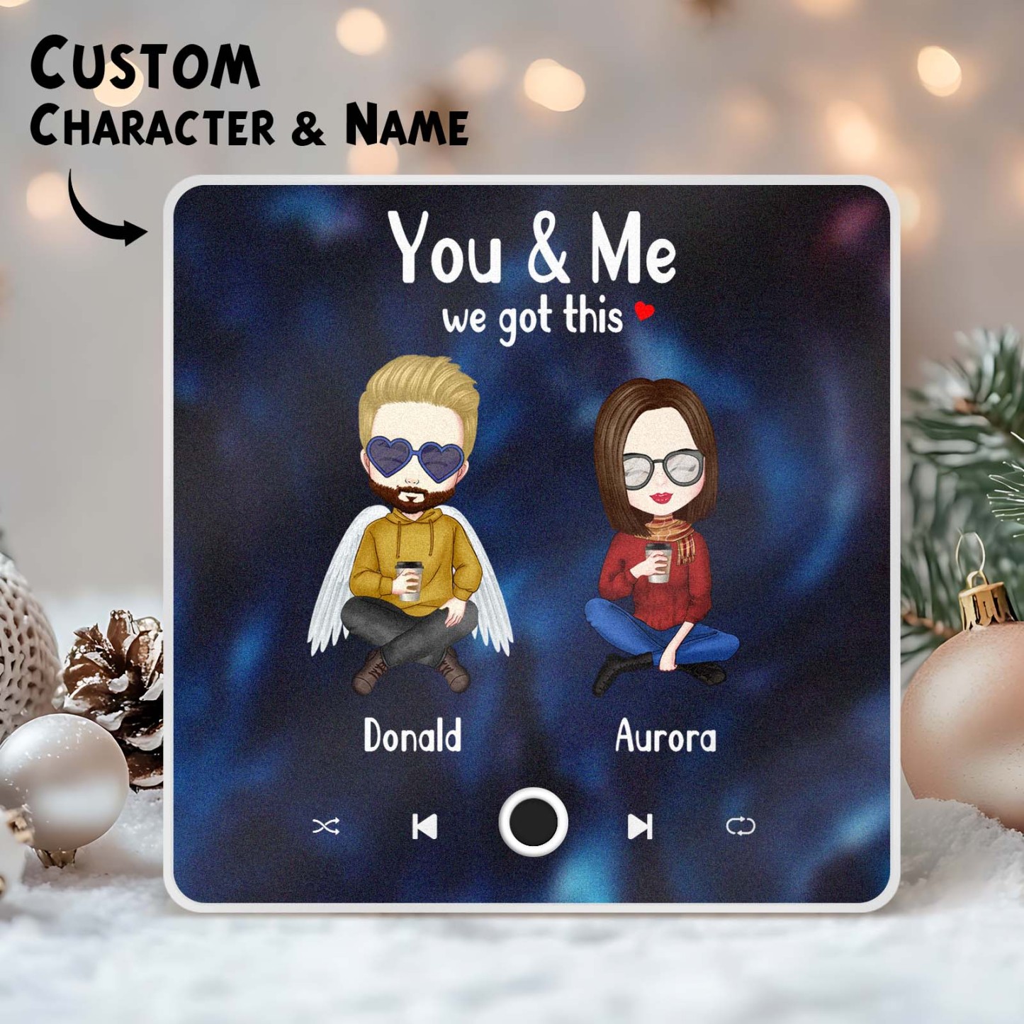 Custom Cartoon Character and Name Fridge Magnet Custom Album Music Fridge Magnet Photo Personalized Phone Music Fridge Magnet Pro You & Me We Got This - MyMoonLampAu