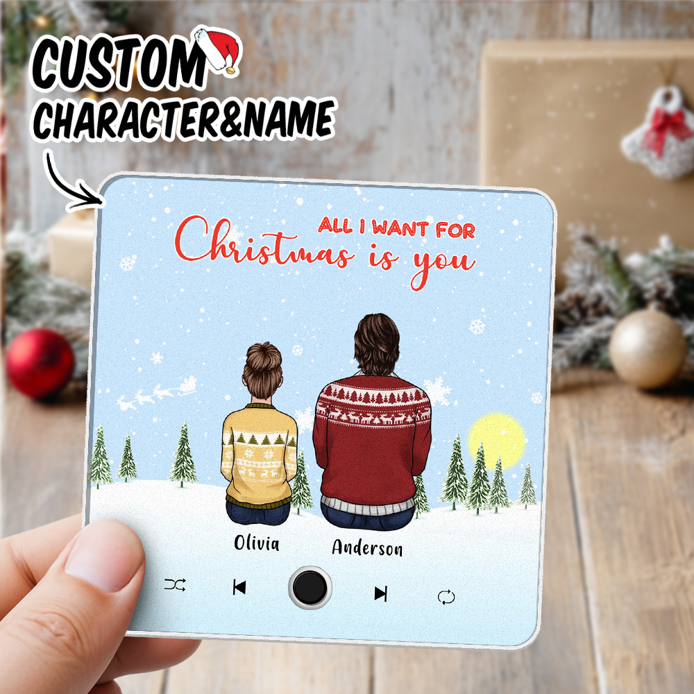 Personalized Music Fridge Magnet Custom Portrait Merry Christmas Custom Music Magnets Can Play Songs Christmas Gift Couple Gifts - MyMoonLampAu